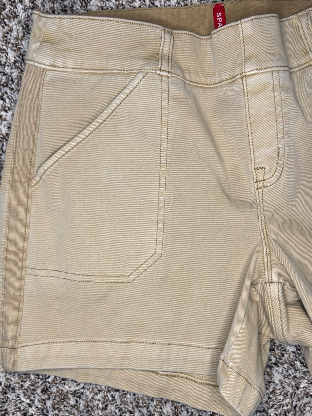 SPANX Twill Utility Shorts Beige High Rise Stretch Shaping Shorts Women’s - Picture 4 of 8